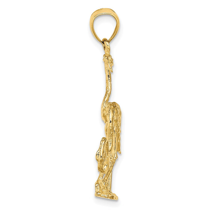 Million Charms 14K Yellow Gold Themed Solid Polished 3-Dimensional Double Flamingo Charm