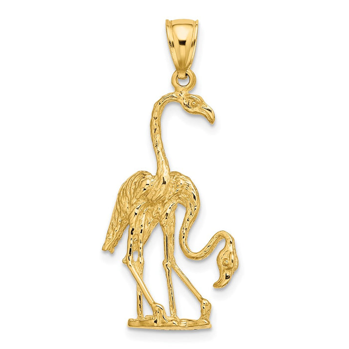 Million Charms 14K Yellow Gold Themed Solid Polished 3-Dimensional Double Flamingo Charm