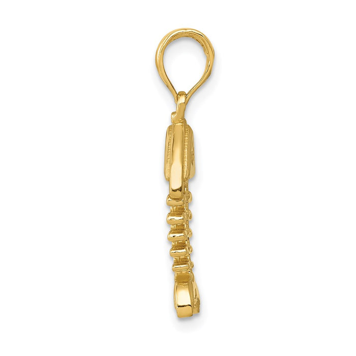 Million Charms 14K Yellow Gold Themed Polished 3-Dimensional Fish Bone Pendant