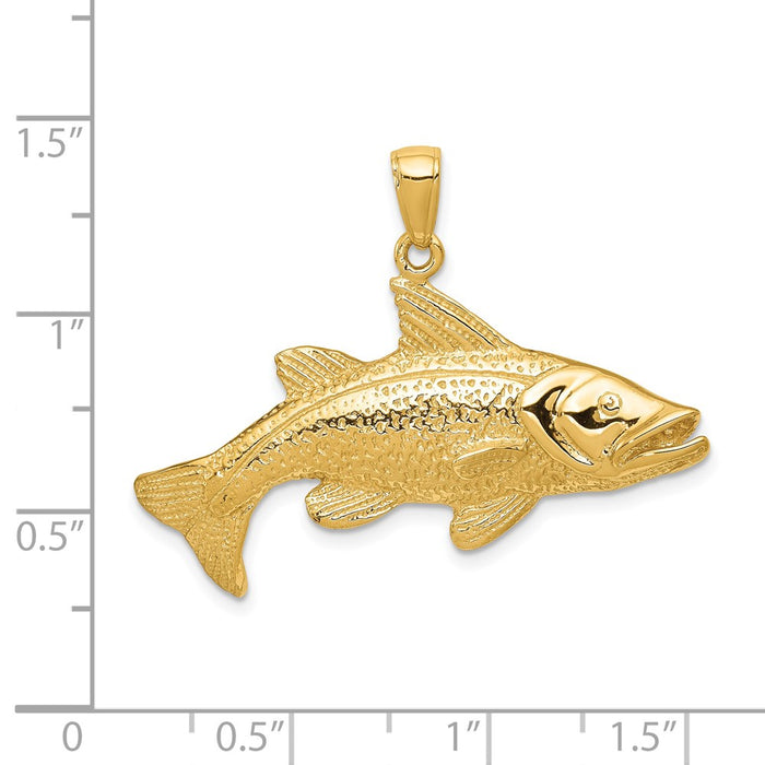 Million Charms 14K Yellow Gold Themed Polished Open-Backed Redfish Pendant