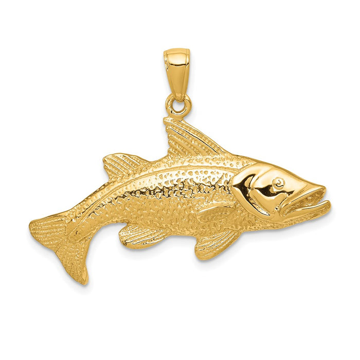 Million Charms 14K Yellow Gold Themed Polished Open-Backed Redfish Pendant