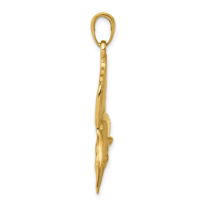 Million Charms 14K Yellow Gold Themed Polished Sailfish Pendant