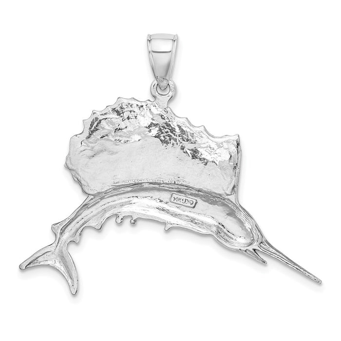 Million Charms 14K White Gold Themed Polished Sailfish Charm