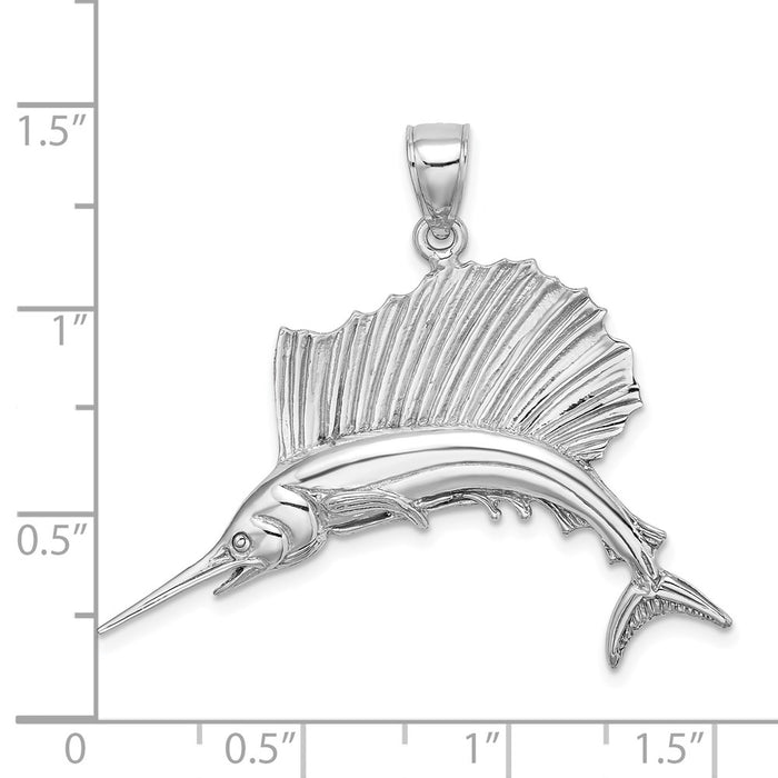 Million Charms 14K White Gold Themed Polished Sailfish Charm