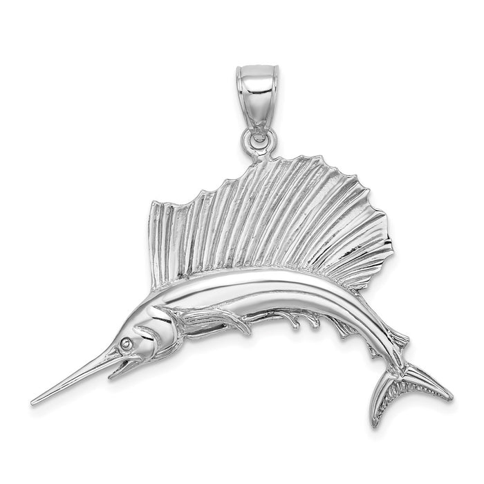 Million Charms 14K White Gold Themed Polished Sailfish Charm