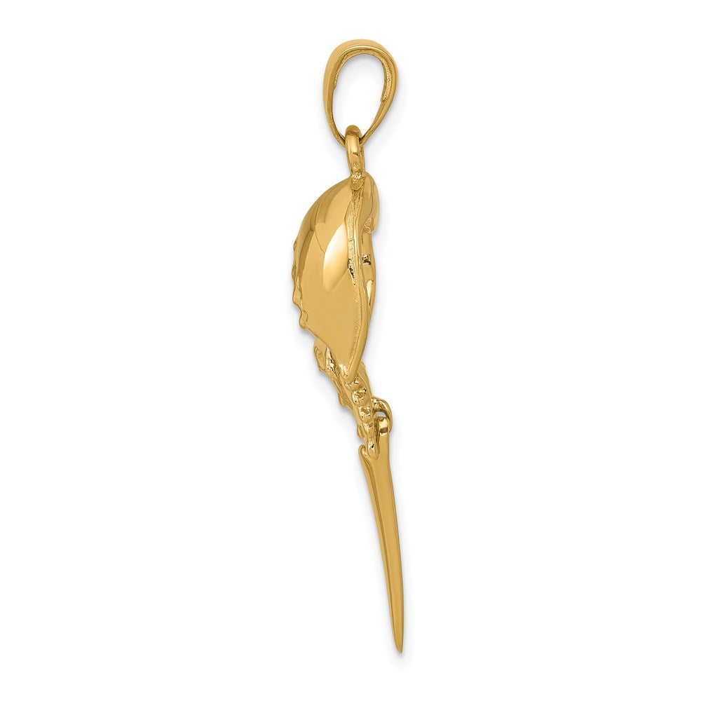 Million Charms 14K Yellow Gold Themed Polished Moveable Horseshoe Crab Pendant