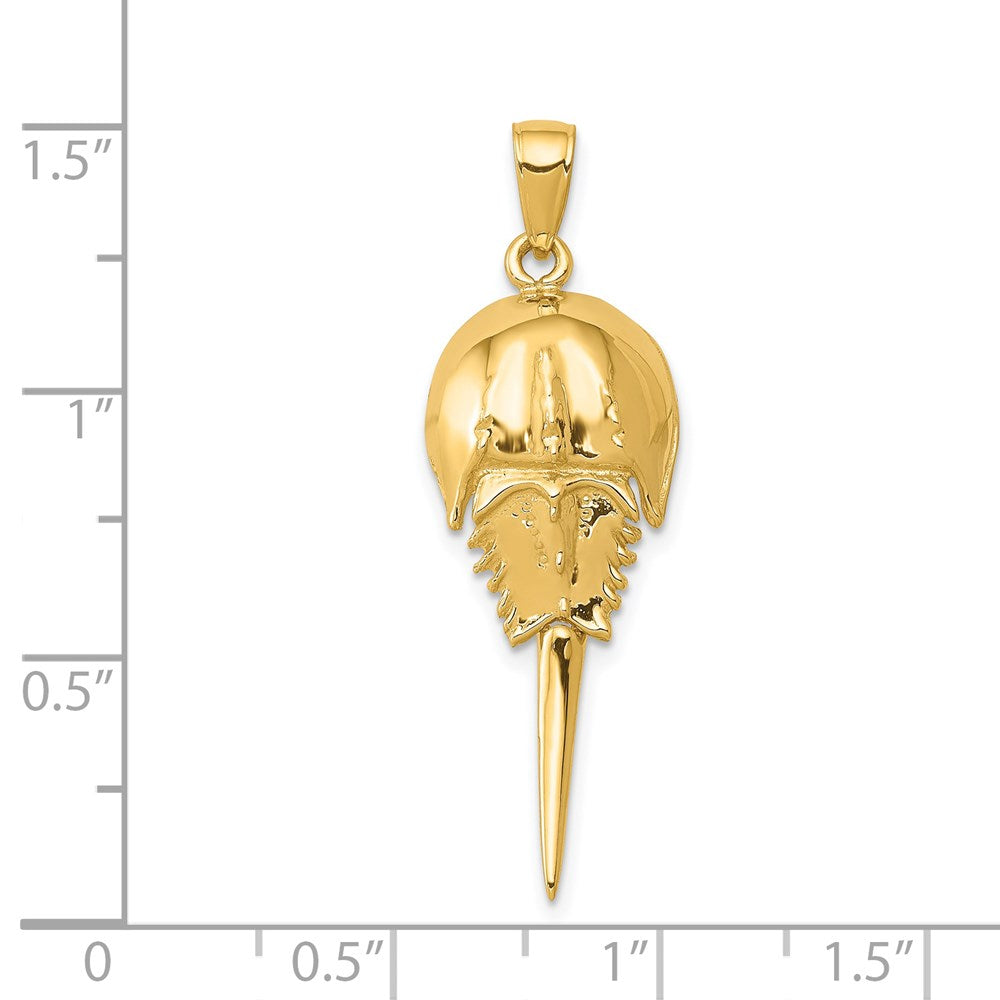 Million Charms 14K Yellow Gold Themed Polished Moveable Horseshoe Crab Pendant