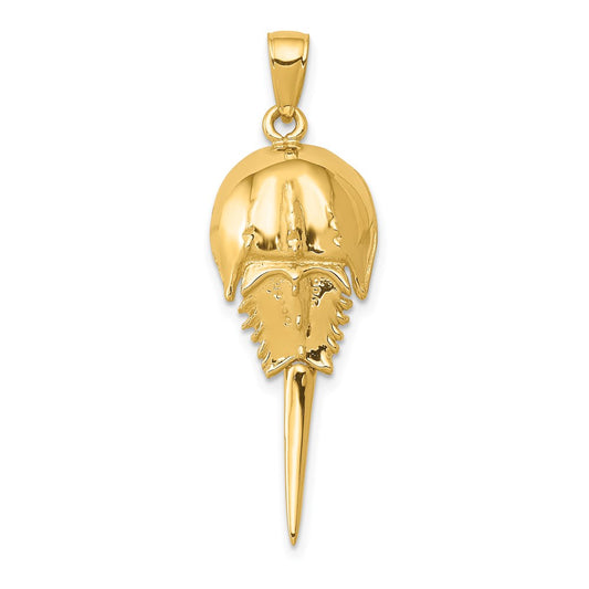 Million Charms 14K Yellow Gold Themed Polished Moveable Horseshoe Crab Pendant
