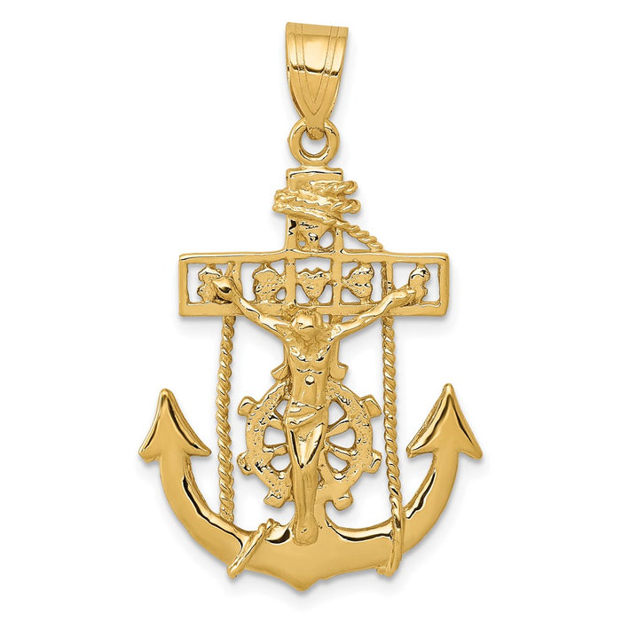 Million Charms 14K Yellow Gold Themed Mariners Relgious Cross Pendant