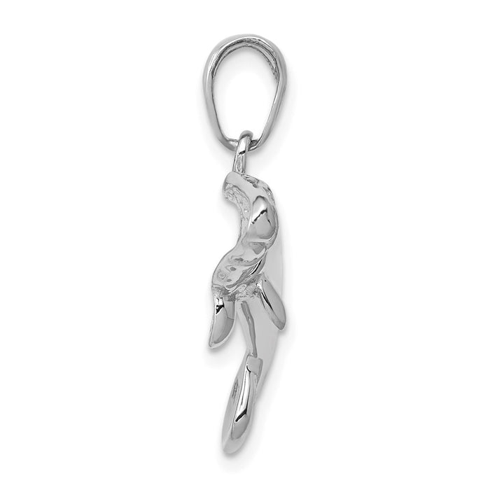 Million Charms 14K White Gold Themed Solid Polished Manatee Pendant