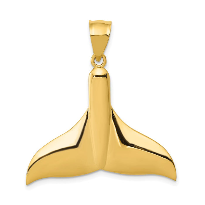 Million Charms 14K Yellow Gold Themed Solid Polished Large Whale Tail Pendant