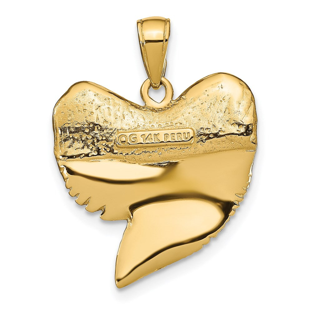 Million Charms 14K Yellow Gold Themed Solid Polished 3-Dimensional Shark Tooth Pendant