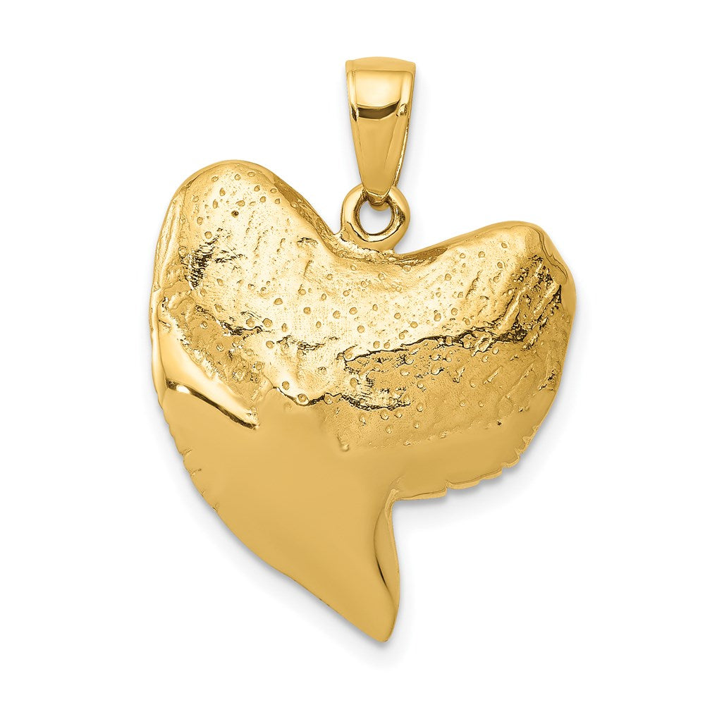 Million Charms 14K Yellow Gold Themed Solid Polished 3-Dimensional Shark Tooth Pendant