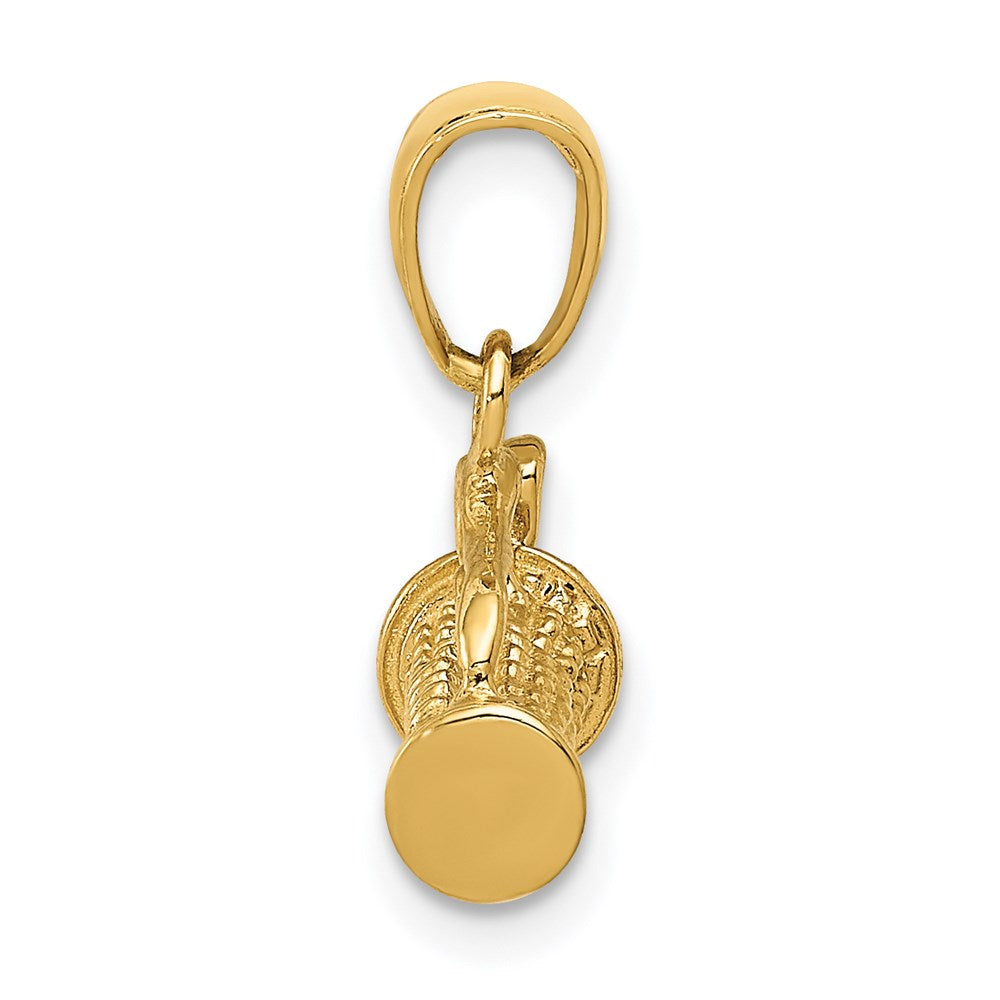 Million Charms 14K Yellow Gold Themed Solid Polished 3-Dimensional Sports Golf Bag With Clubs Charm