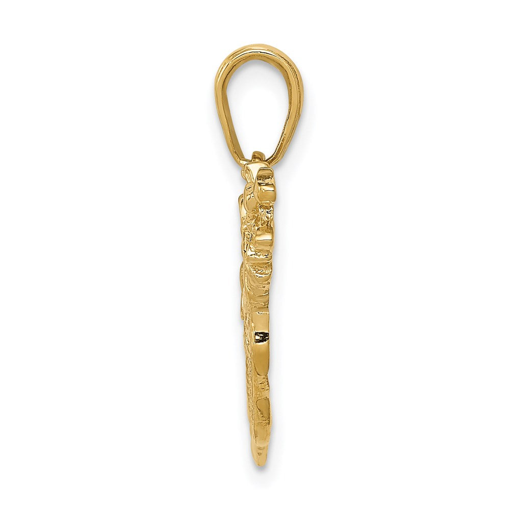 Million Charms 14K Yellow Gold Themed Solid Polished Open-Backed Sports Golf Bag With Clubs Charm