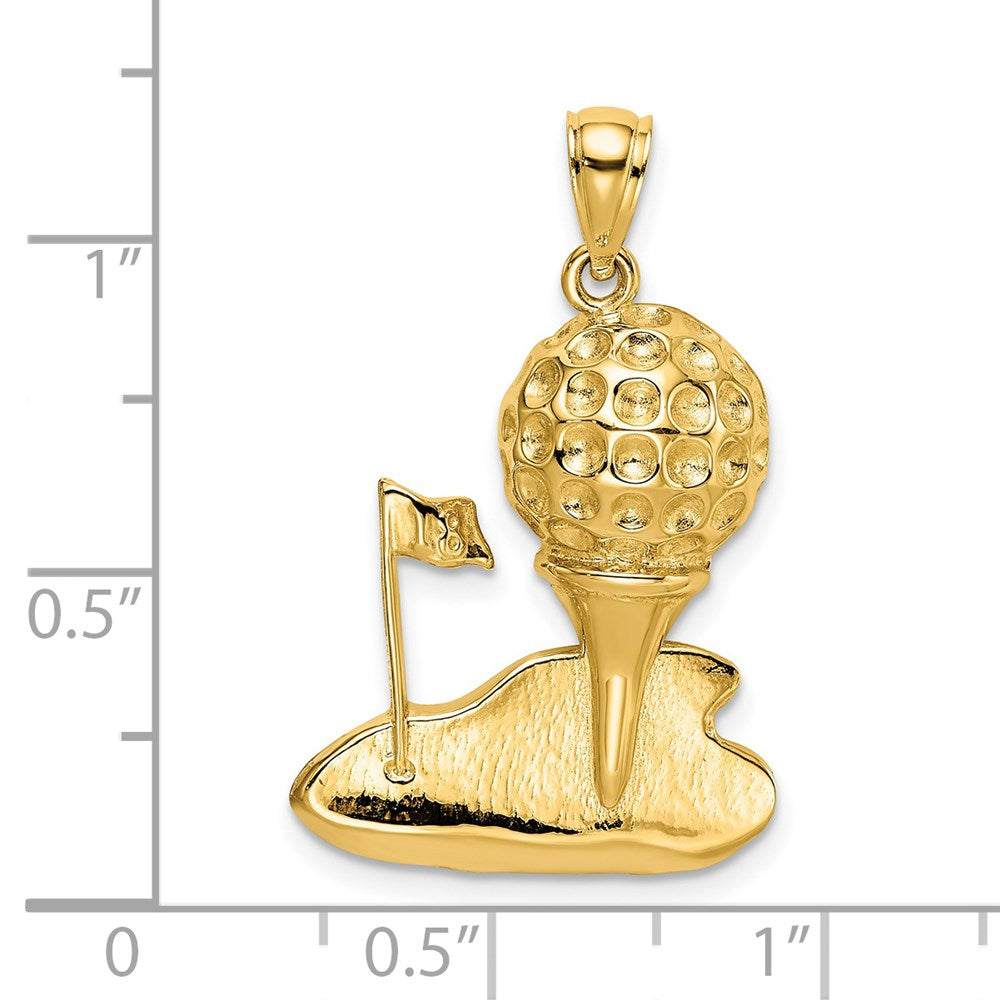 Million Charms 14K Yellow Gold Themed Solid Polished Open-Backed Sports Golf Charm