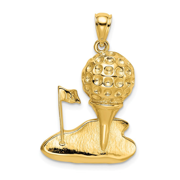 Million Charms 14K Yellow Gold Themed Solid Polished Open-Backed Sports Golf Charm