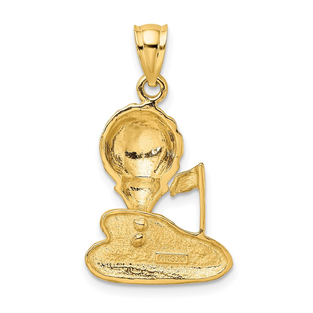 Million Charms 14K Yellow Gold Themed Solid Polished Open-Backed Sports Golf Charm