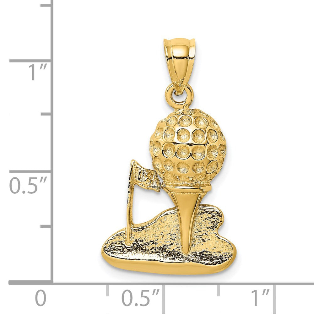 Million Charms 14K Yellow Gold Themed Solid Polished Open-Backed Sports Golf Charm