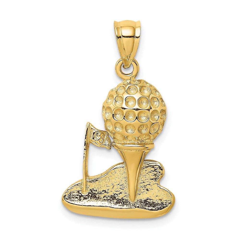 Million Charms 14K Yellow Gold Themed Solid Polished Open-Backed Sports Golf Charm