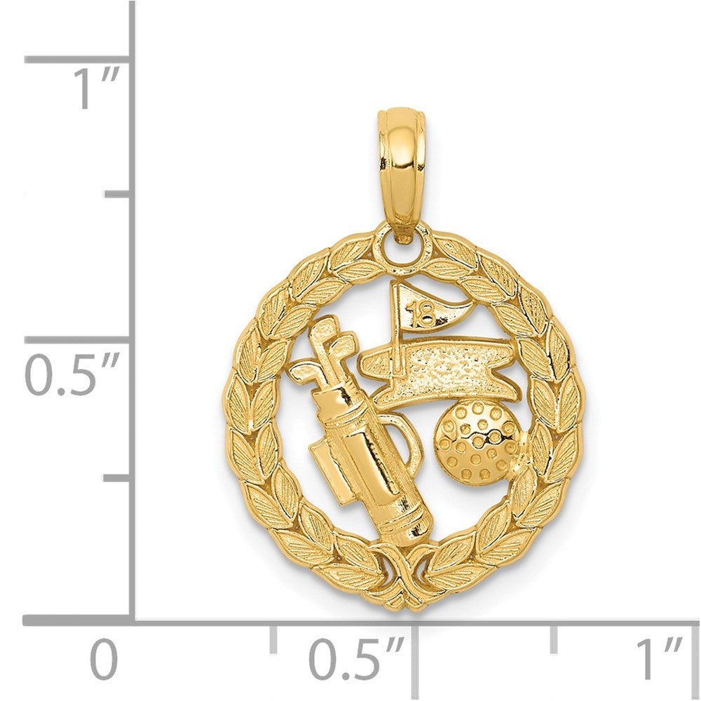 Million Charms 14K Yellow Gold Themed Solid Polished Sports Golf Theme Pendant