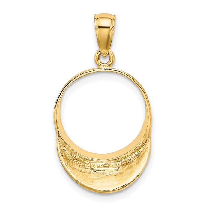 Million Charms 14K Yellow Gold Themed Solid Polished 3-Dimensional Sports Tennis Visor Charm