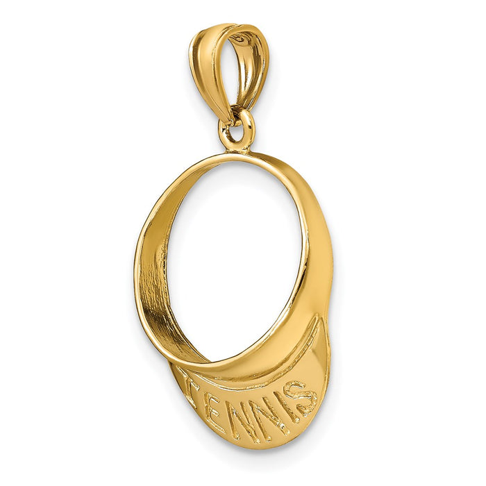 Million Charms 14K Yellow Gold Themed Solid Polished 3-Dimensional Sports Tennis Visor Charm