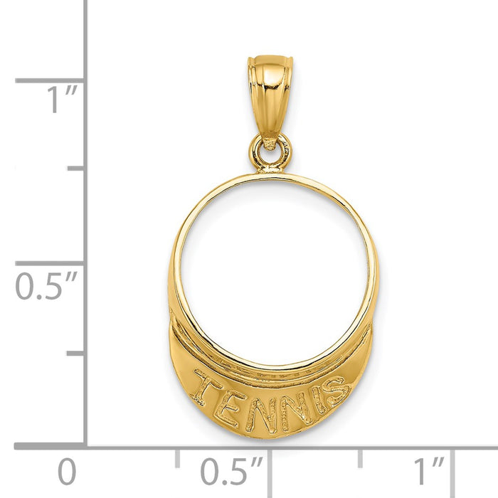 Million Charms 14K Yellow Gold Themed Solid Polished 3-Dimensional Sports Tennis Visor Charm