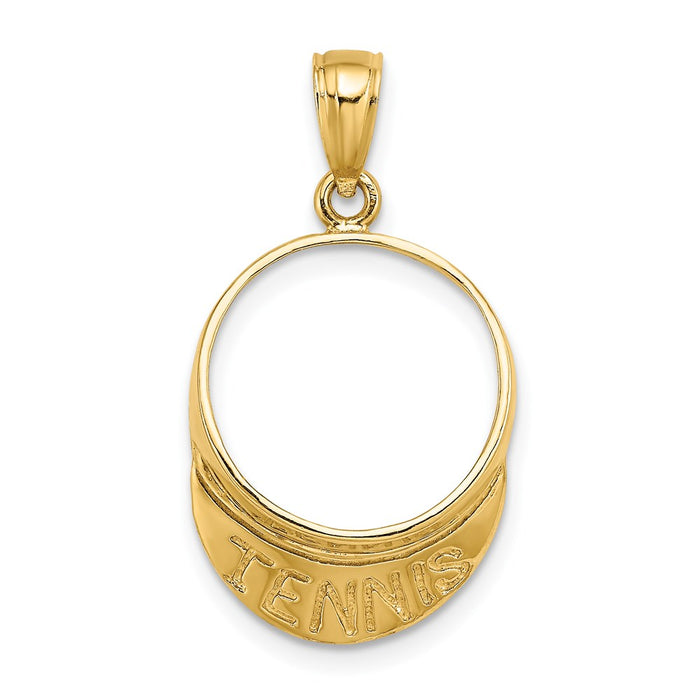 Million Charms 14K Yellow Gold Themed Solid Polished 3-Dimensional Sports Tennis Visor Charm