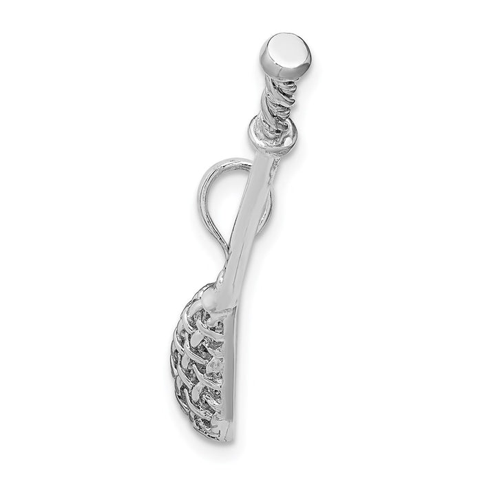 Million Charms 14K White Gold Themed 3-D Lacrosse Stick Charm