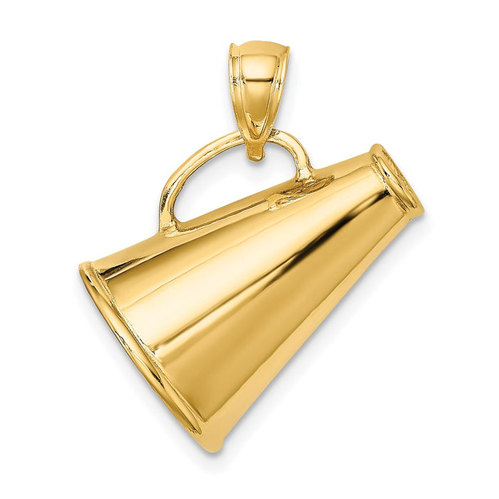 Million Charms 14K Yellow Gold Themed Solid Polished 3-D Large Megaphone Charm