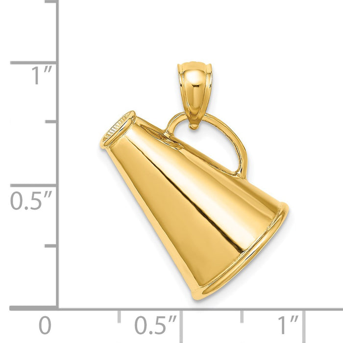 Million Charms 14K Yellow Gold Themed Solid Polished 3-D Large Megaphone Charm