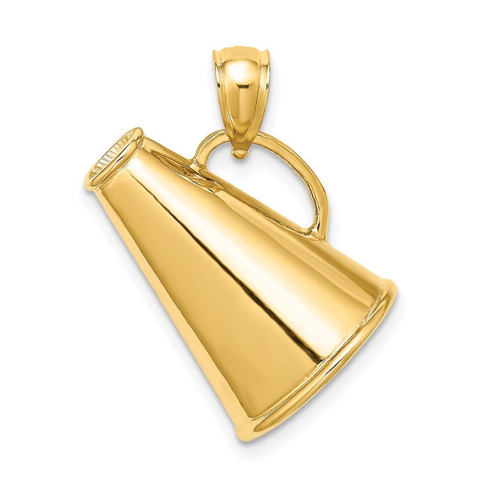 Million Charms 14K Yellow Gold Themed Solid Polished 3-D Large Megaphone Charm