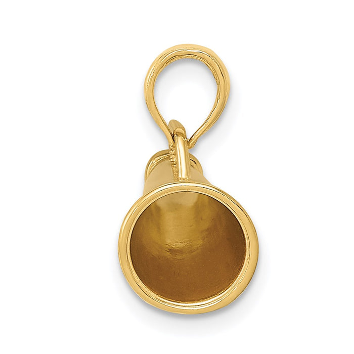 Million Charms 14K Yellow Gold Themed Polished 3-D Small Megaphone Pendant