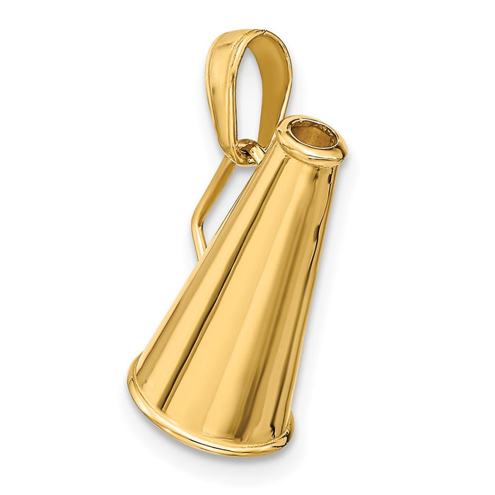 Million Charms 14K Yellow Gold Themed Polished 3-D Small Megaphone Pendant