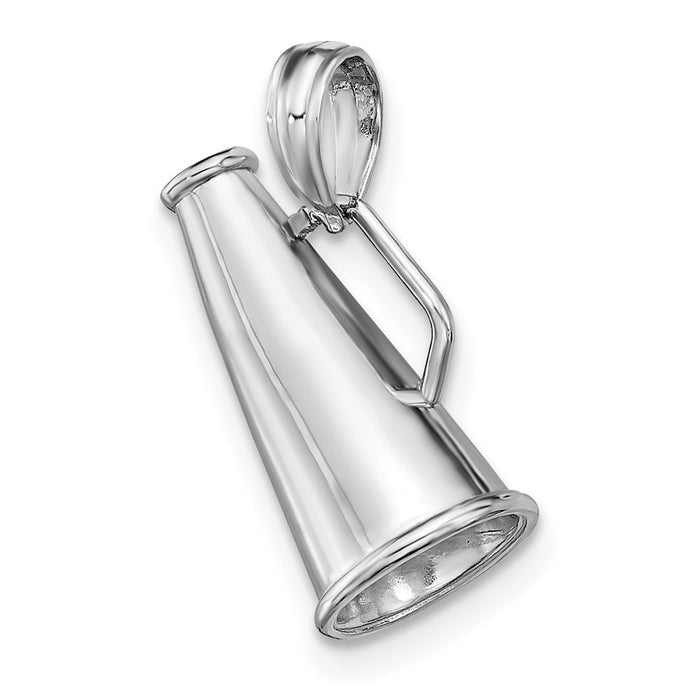 Million Charms 14K White Gold Themed 3-D Megaphone Charm