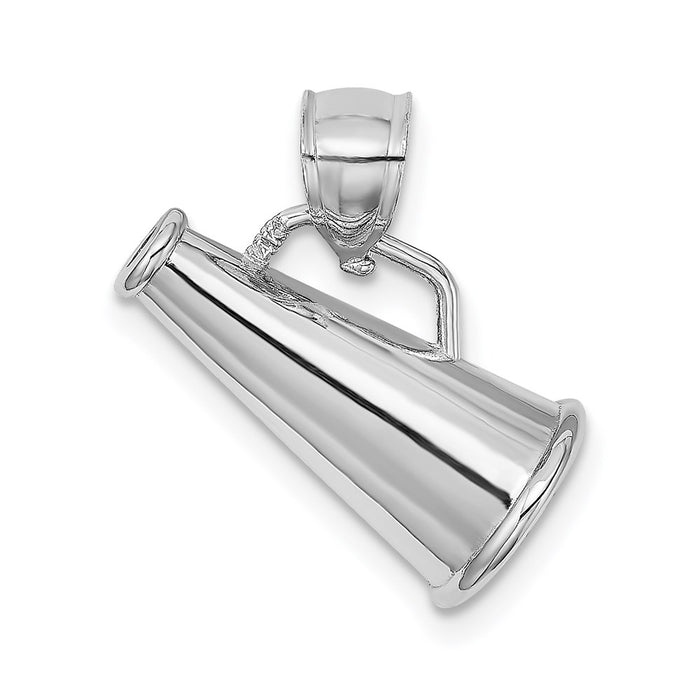 Million Charms 14K White Gold Themed 3-D Megaphone Charm