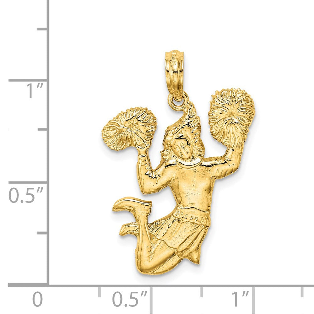 Million Charms 14K Yellow Gold Themed Solid Open-Backed Cheerleader Charm