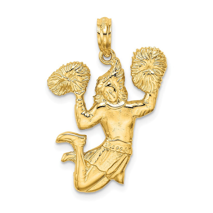 Million Charms 14K Yellow Gold Themed Solid Open-Backed Cheerleader Charm