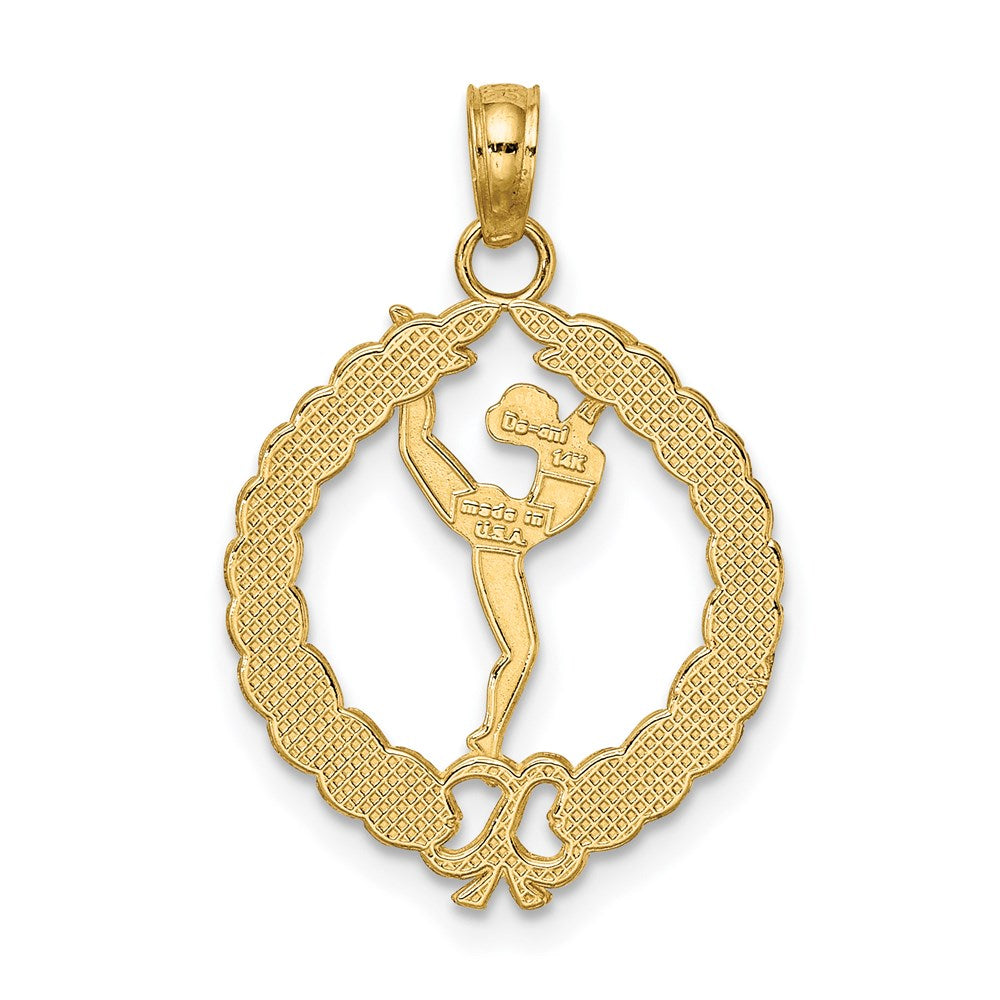 Million Charms 14K Yellow Gold Themed Solid Polished Framed Gymnast Charm