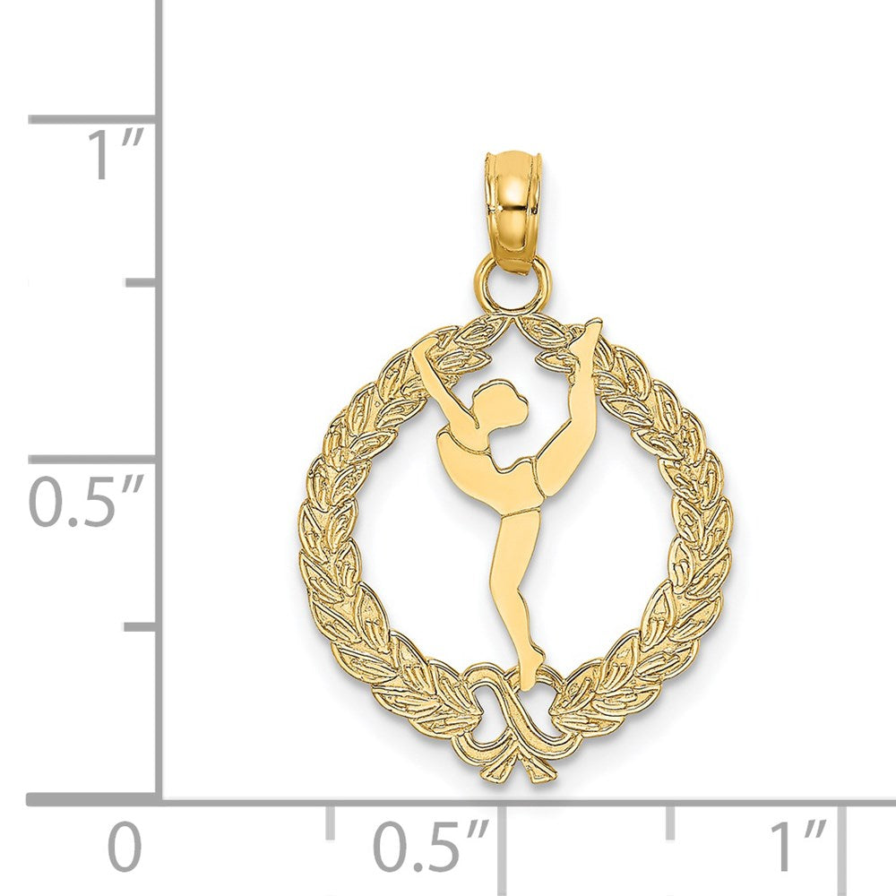 Million Charms 14K Yellow Gold Themed Solid Polished Framed Gymnast Charm