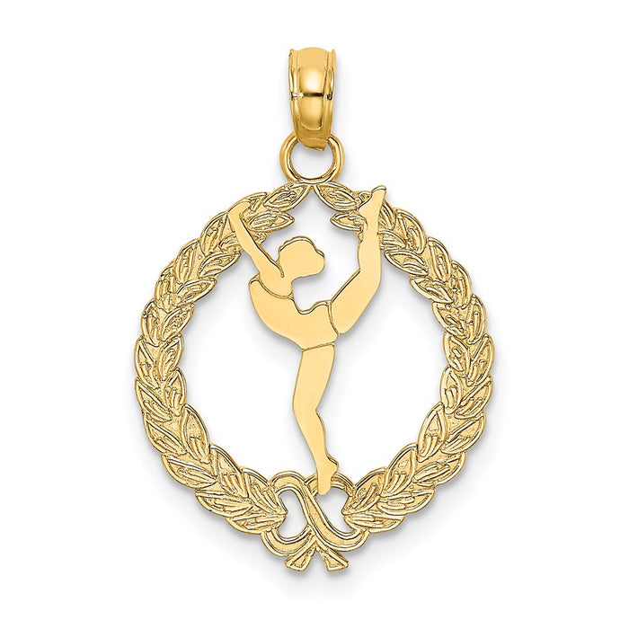 Million Charms 14K Yellow Gold Themed Solid Polished Framed Gymnast Charm