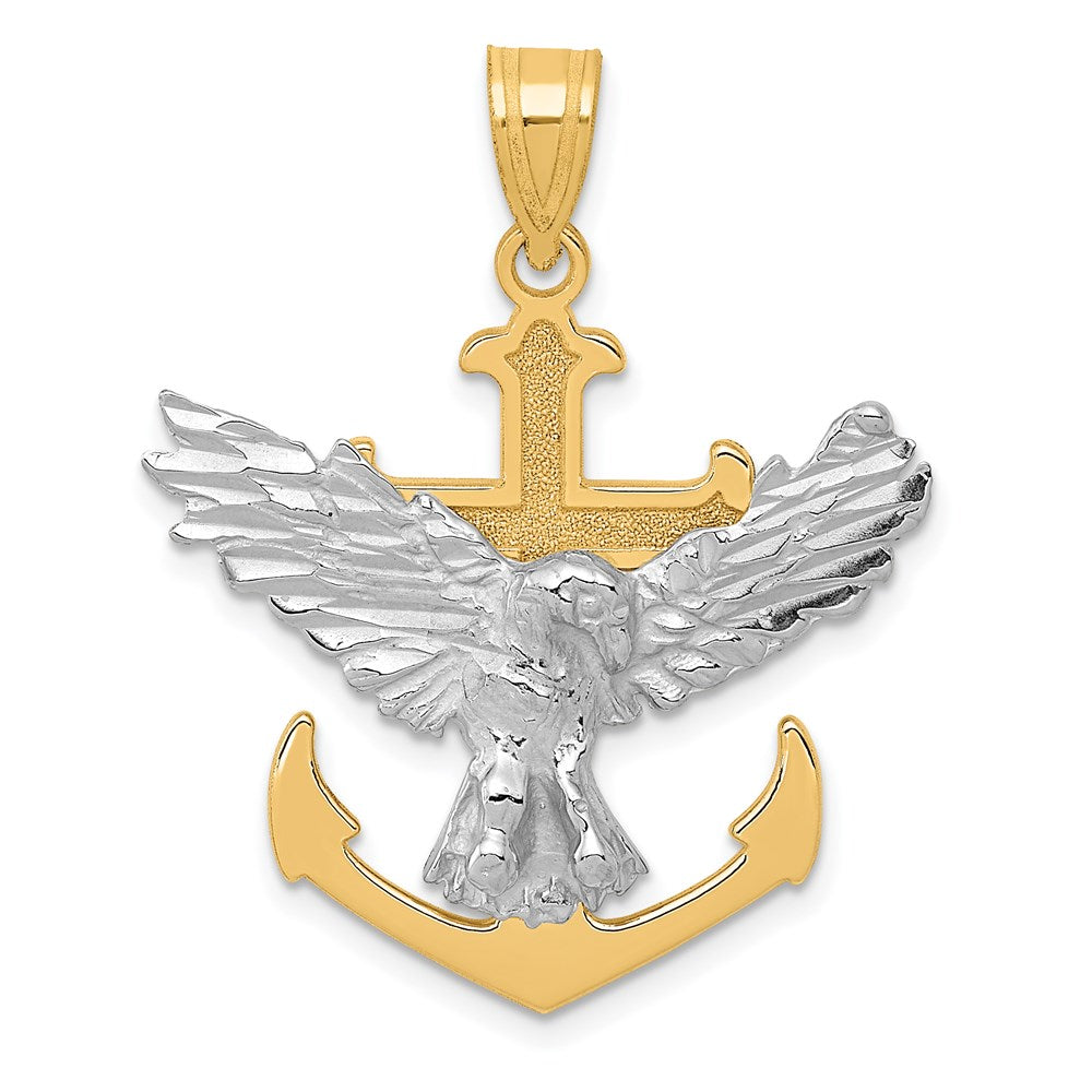 Million Charms 14K Two-Tone Mariners Relgious Cross With Eagle Pendant