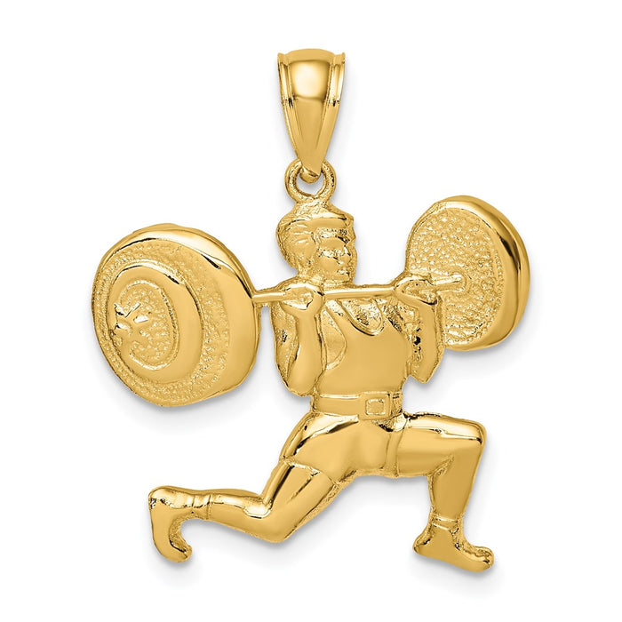 Million Charms 14K Yellow Gold Themed Solid Polished Weightlifter Charm