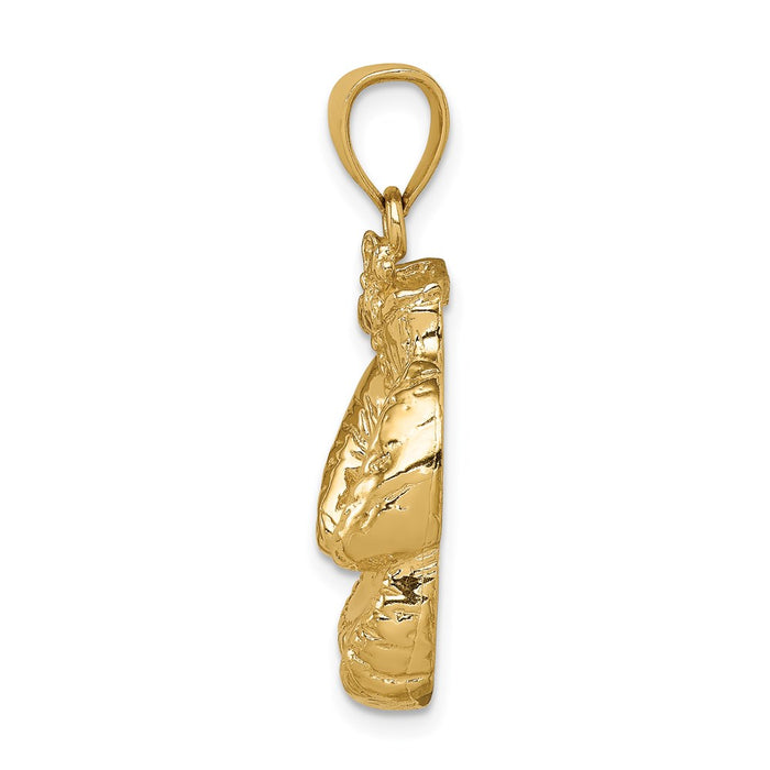 Million Charms 14K Yellow Gold Themed Solid Polished Open-Backed Sports Boxing Gloves Pendant