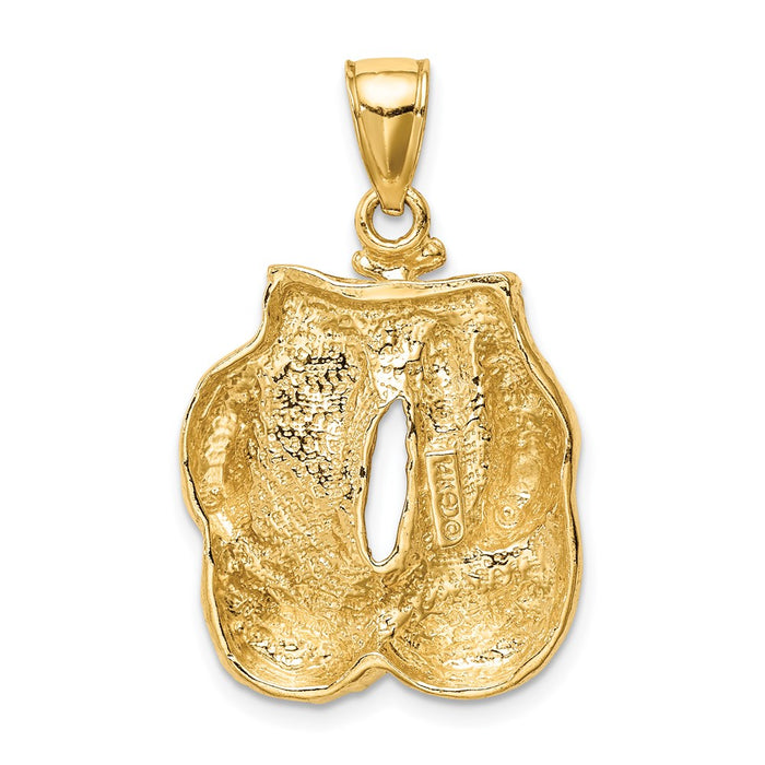 Million Charms 14K Yellow Gold Themed Solid Polished Open-Backed Sports Boxing Gloves Pendant