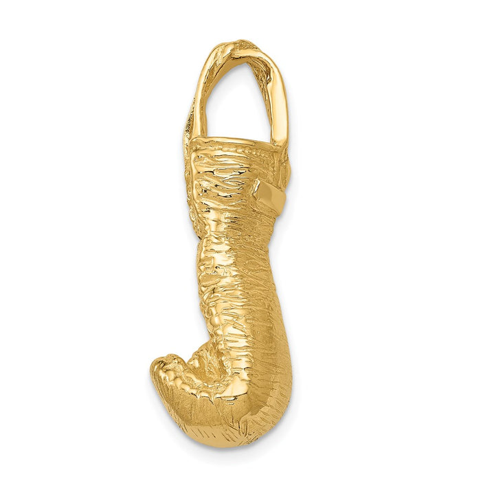 Million Charms 14K Yellow Gold Themed Hollow Polished 3-Dimensional Sports Boxing Glove Pendant