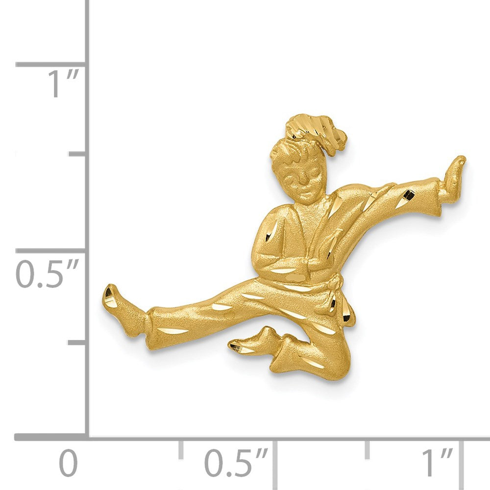 Million Charms 14K Yellow Gold Themed Solid Satin Diamond-Cut Open-Backed Karate Female Charm