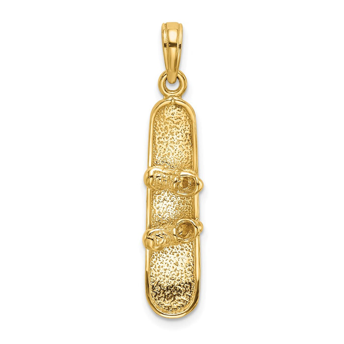 Million Charms 14K Yellow Gold Themed Solid Polished 3-Dimensional Snowboard Charm