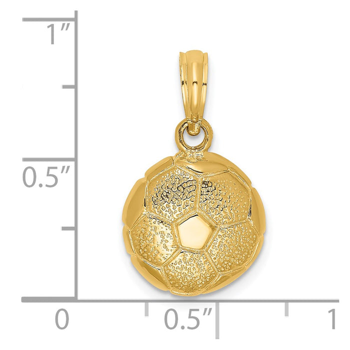 Million Charms 14K Yellow Gold Themed Solid Polished Open-Backed Sports Soccer Ball Charm